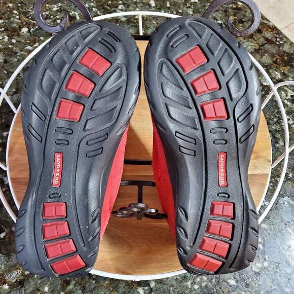 Lands End Women's All Weather Red Suede Leather Slip On Moc Shoes Size 8.5 B - Picture 8 of 16